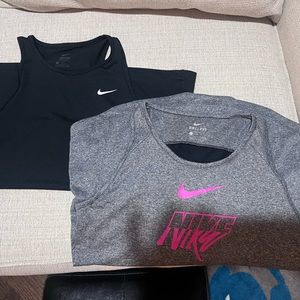 Two Nike pro dry fit …Kids L